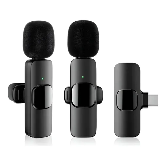 Microfono Inalambrico K9 Solapero 2en1 Celular Tipo C Color Negro | Cuotas sin interés