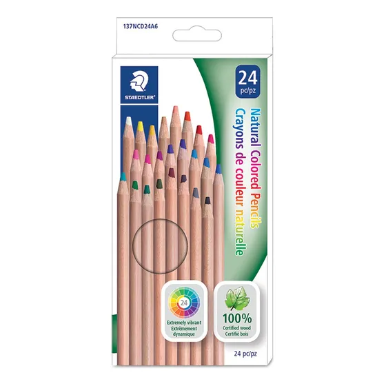 24 Lápices De Colores Staedtler Madera Natural Redondos