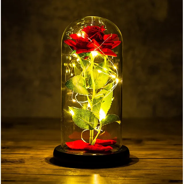 Rosa Roja Eterna Y Para Siembre Amor Bella Y Bestia Luminosa