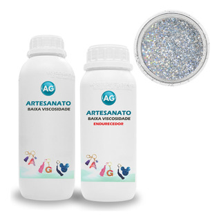 Resina Epóxi 300g + Glitter Ag 10g De Cor Cor Prata Holográfico Resina Epóxi 300g + Glitter Ag 10g De Cor Cor Prata Holográfico