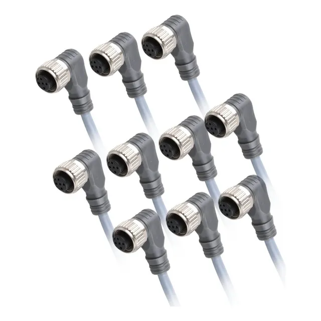 Conector De E/s Hembra Acodado M12 4pin Pvc 10m Elco Kit10pz