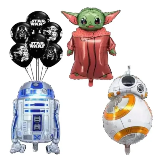Globos Star Wars Yoda Robot Cotillón Cumpleaños 
