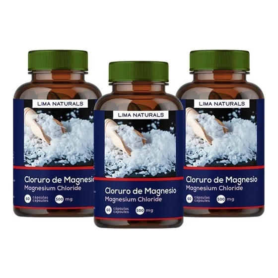 Pack De 03 Frascos De Cloruro De Magnesio Con Sabor Capsula