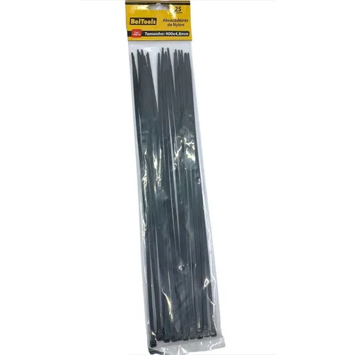 25 Abraçadeira Enforca Gato Nylon 400x4,8mm Preta Beltools Cor Preto