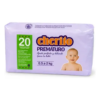 Fralda Recem Nascido Prematuro Cherito 0.5-2kg Pct 20un Bebê Prematuro (pr) Sem