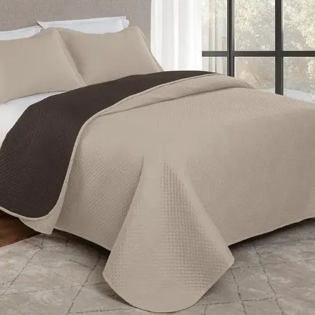 Colcha Dupla Face Duo Color Cobre Leito Casal 3 Pçs Matelado