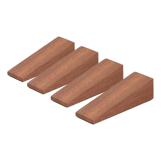 4 Tope Puerta Triangula Marron Oscuro Madera Punta Goma Para