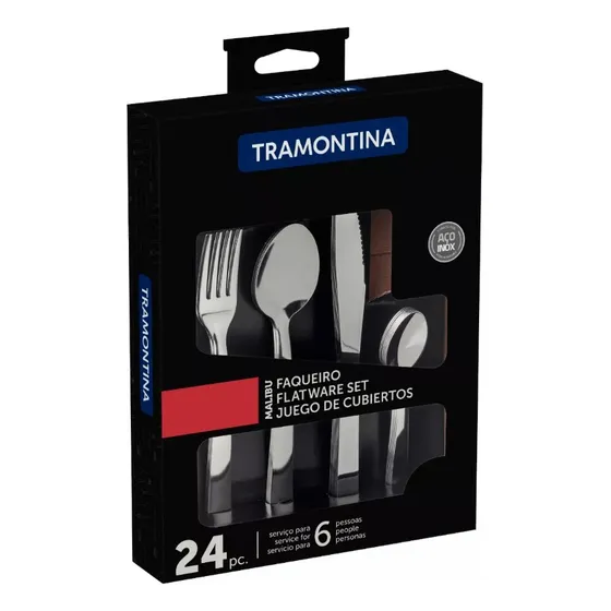 Set 24 Cubiertos Cuchillo Asado Malibu Tramontina