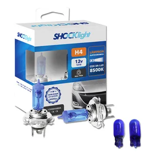 Par De LĂąmpadas Super Brancas Para Farol H4 8500k + W5w Par De LĂąmpadas Super Brancas Para Farol H4 8500k + W5w