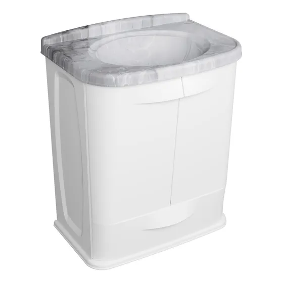 Kit Gabinete E Pia Em Pvc P/ Banheiro Gabfit Mármore Astra