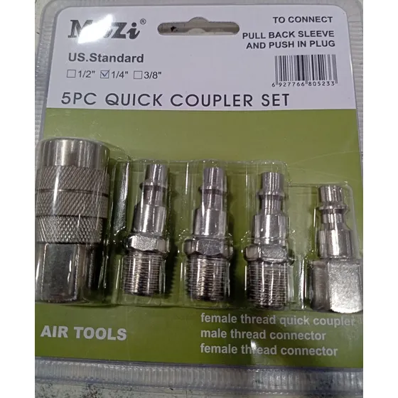 Set Acoples Rápidos Para Aire De 1/4  Npt 5pzas. Marca Muzi