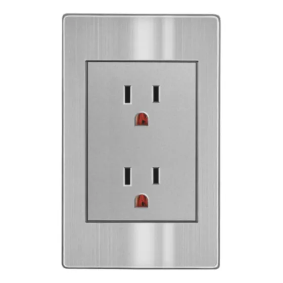 Placa Artlite Acero Inox. Contacto Doble 15a