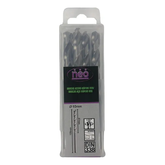 Brocas Acero Rapido 10mm X 5 Unidades Neo