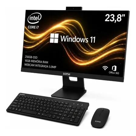 Computador All In One Sophi Zh240 I7 16gb Ssd 256gb Tela 24 Cor Preto