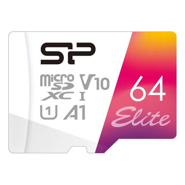 Memoria MicroSD 64GB Silicon Power Elite Clase 10 A1 U1 Con Adaptador Para Celular y Cámara SP064GBSTXBV1V20SP 64gb