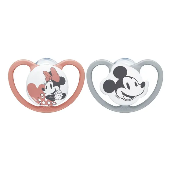 Nuk Set 2 Chupetes Space Disney Mickey Mouse T2 Rojo/gris Color Rojo Space Mickey Mouse Período de edad 6-18