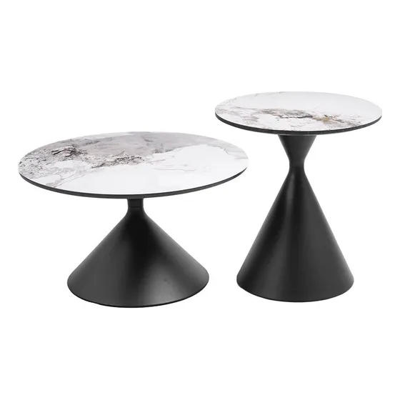 Mesa De Centro 2x1 Redonda Luna Marmol Vitroceramica