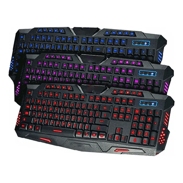 Teclado Com Fio Retroiluminado Tricolor Para Jogos Lol