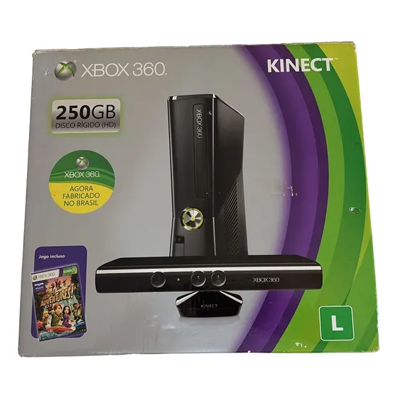 Console Xbox 360 Slim 250gb + Kinect Lt3.0 Usado + 3 Jogos B Preto