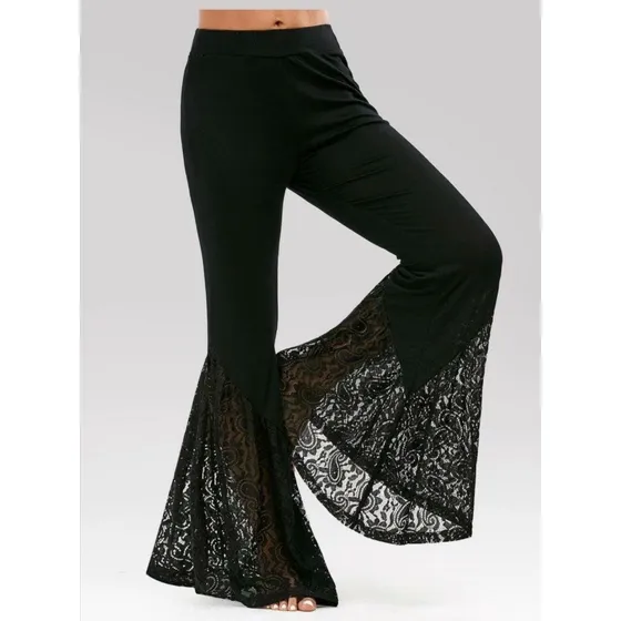 Pantalones Campana Con Encaje. 