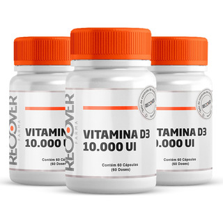Kit 3x Vitamina D3 10.000 Ui 60 Cápsulas - Recover Farma Sabor Without Flavor Kit 3x Vitamina D3 10.000 Ui 60 Cápsulas - Recover Farma Sabor Without Flavor