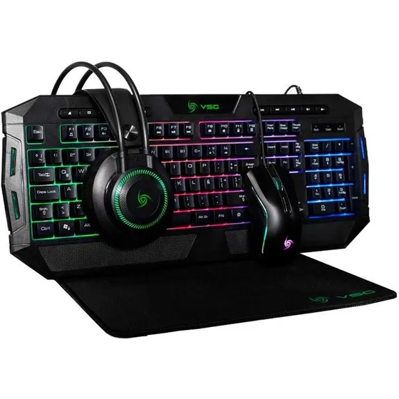 Kit Gamer X4 Vsg Crux Audífono + Mouse + Teclado + Mousepad Color del mouse Negro Color del teclado Negro