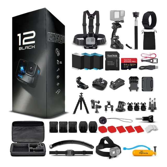 Gopro Hero 12- Action Camera + 64gb Card, 50 Piece Accessor