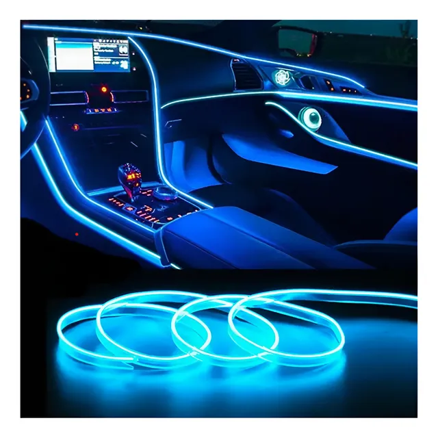 Tira Luz Led Tablero Puertas Auto Interior Flexible Azul