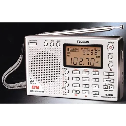 Rádio Receptor Tecsun Pl-380 Dsp Etm Pll Multibanda Prateado Cor Prata pilhas