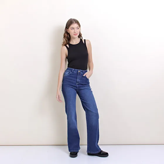 Jeans Wide Leg Elastizados Para Mujer - Marca Maria Anquele