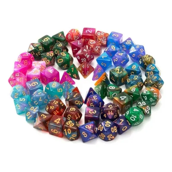 Pack De 7 Dados De Rol Con Bolsita