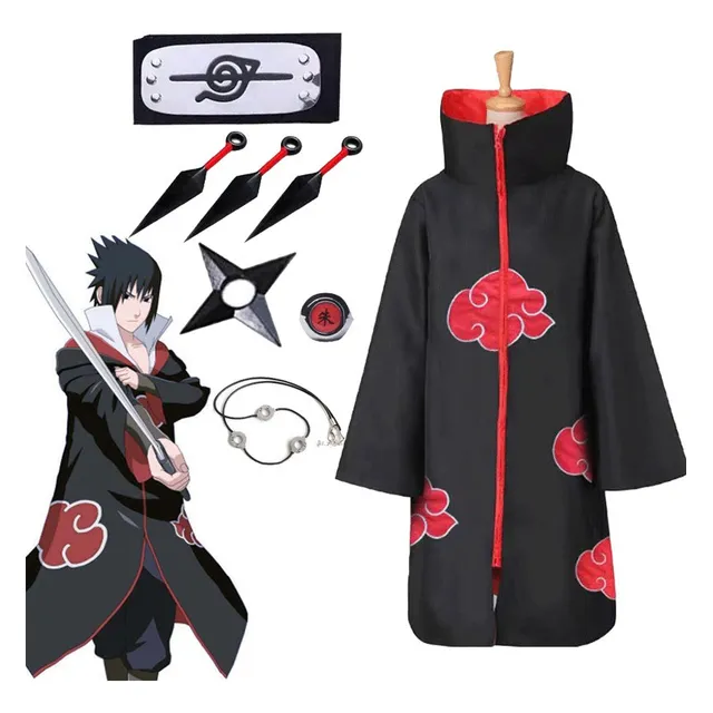 Disfraces De Cosplay De Kit De Naruto Akatsuki Uchiha Capa D