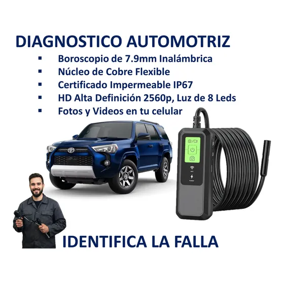 Cámara Endoscopio Automotriz 8 Leds Con Pantalla 4.3 