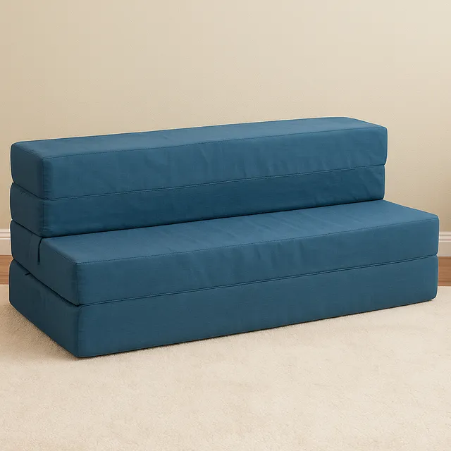 Sofa Cama Doble Sillon Plegable Colchon Matrimonial 2 En 1 Color Azul