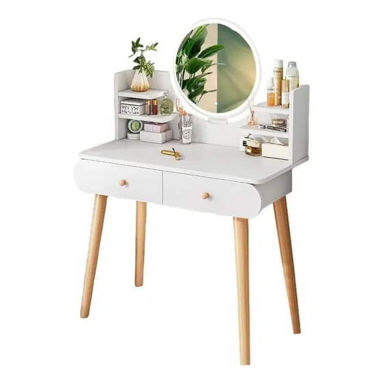 Pupitre Tocador Cómoda Multifuncional Moderna Con Espejo Led