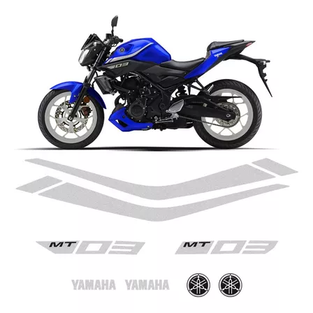 Faixas Moto Yamaha Mt-03 2019/2020 Adesivo Prata Refletivo