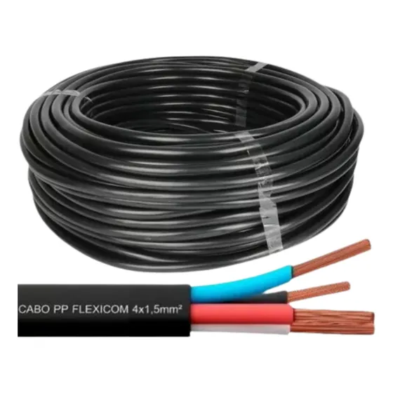 Cabo De 4 Vias De 1,50mm Flexível Com 30 Metros Cor da cobertura Preto