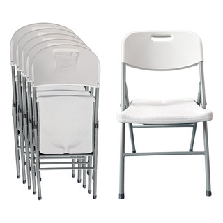 6 Set Silla Plegable Confortable Plástico Blanca Reuniones 6 Set Silla Plegable Confortable Plástico Blanca Reuniones