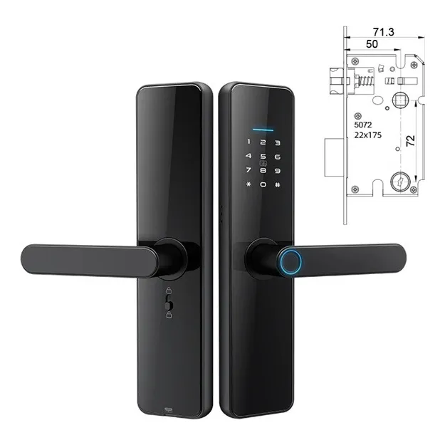 Cerradura Smart Huella Clave Tarjeta App Pestillo + Asesoría Color Negro