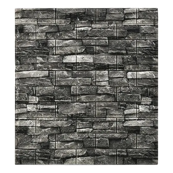 Placas 3d Autoadhesivas Ladrillo Piedra Negra 70x77cm