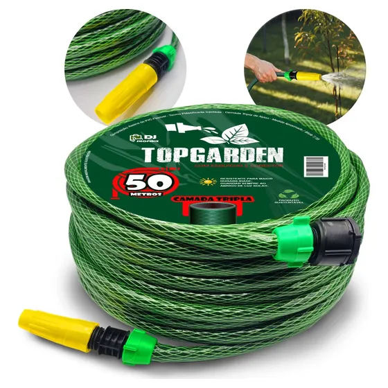 Mangueira Jardim 50 Metros Reforçada Flexível Pvc Resistente