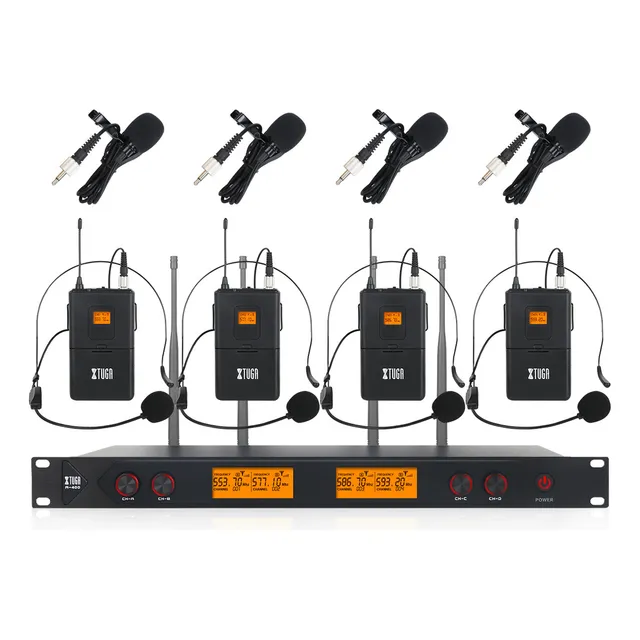 Xtuga A400 Sistema Microfonos Inalambricos Uhf Profesional 553.7MHz - 593.2MHz