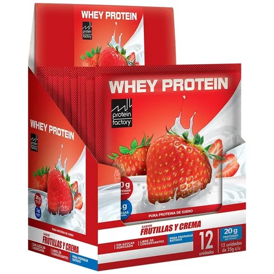 Whey Protein En Sobres Caja X 12 Unidades Protein Factory