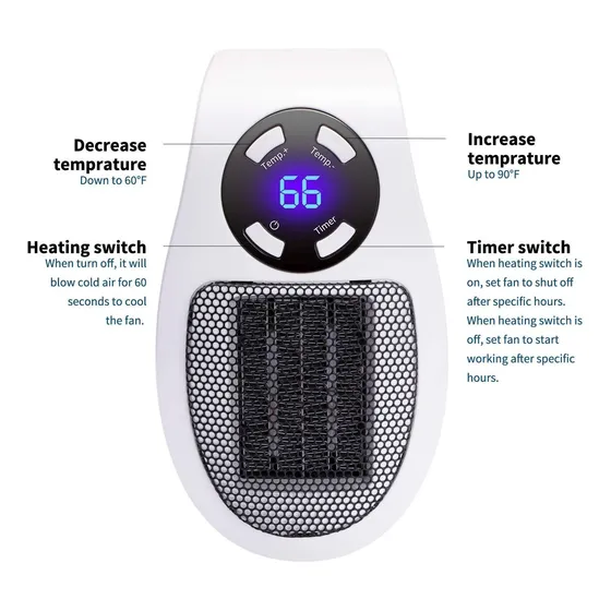 Calefaccion Eléctrico Portátil  350 W C Termostato Ajustable