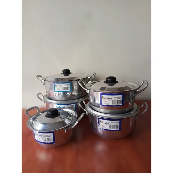 Juego De 5 Ollas Falaware Aluminio Pulido