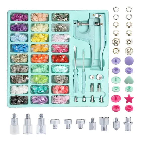 Broches Plásticos+metálicos+ojetes Kit 310 Sets Con Alicate