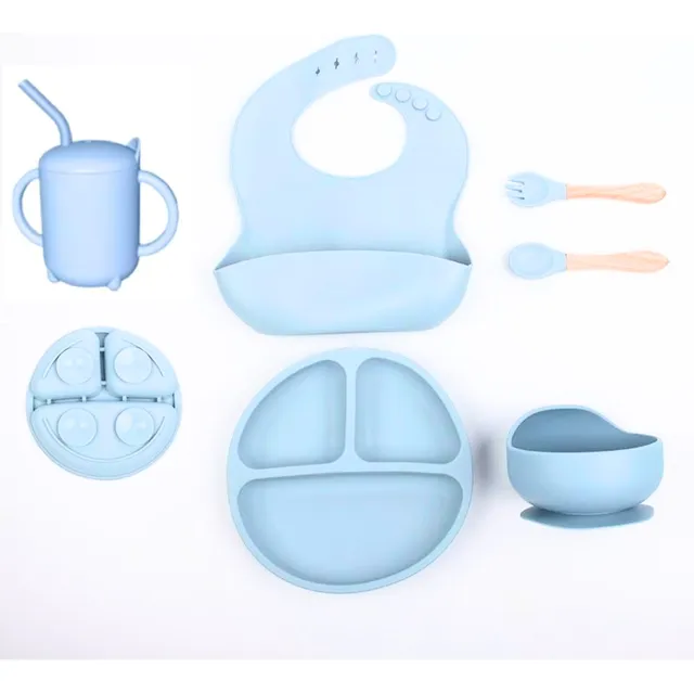 Set Alimentacion Bebe Plato Antideslizante Silicona Completo