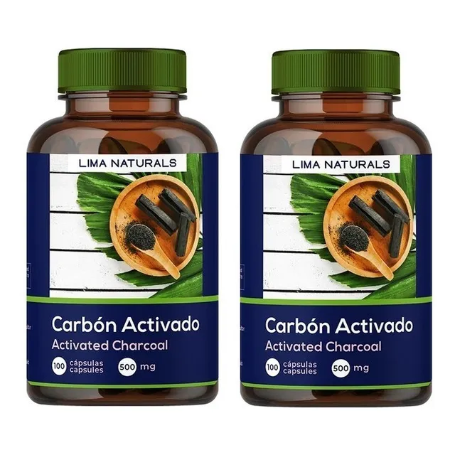 Pack De 02 Frascos De Carbon Activado Con Envío Gratis