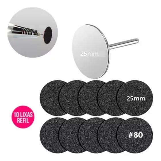 Broca De Unha Disco Para Remoção E Polimento +10 Refil Disco