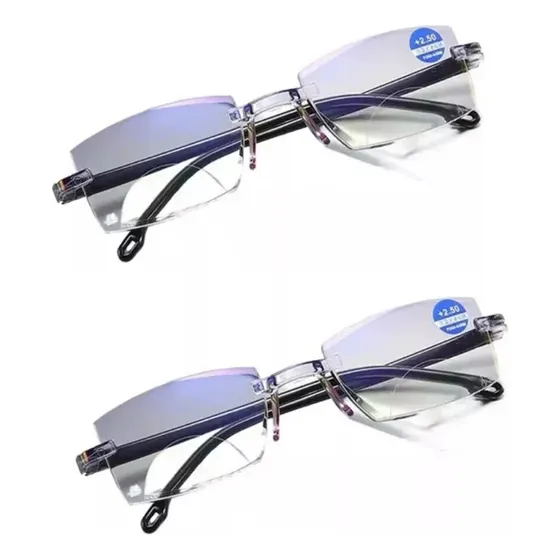 2 Lentes Bifocais Anti-luz Azul, Para Perto E Longe, 100-250